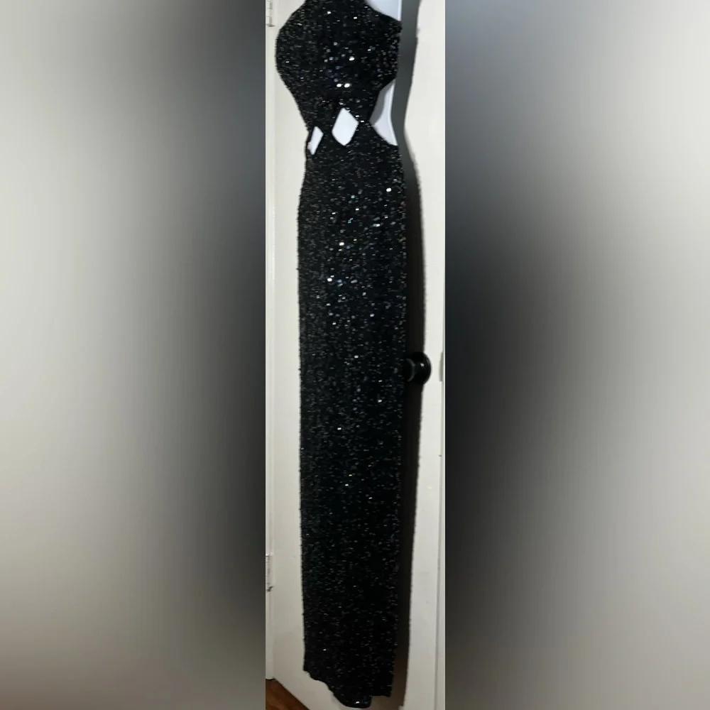 Scala Black Glitter Prom Dress - Picture 8 of 11